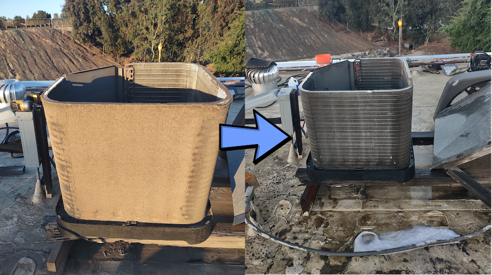 Before and after image of AC installation.